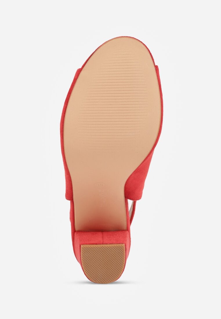 Czerwone Sandały Vices na Słupku z Wkładką ze Skóry Naturalnej Feladriela