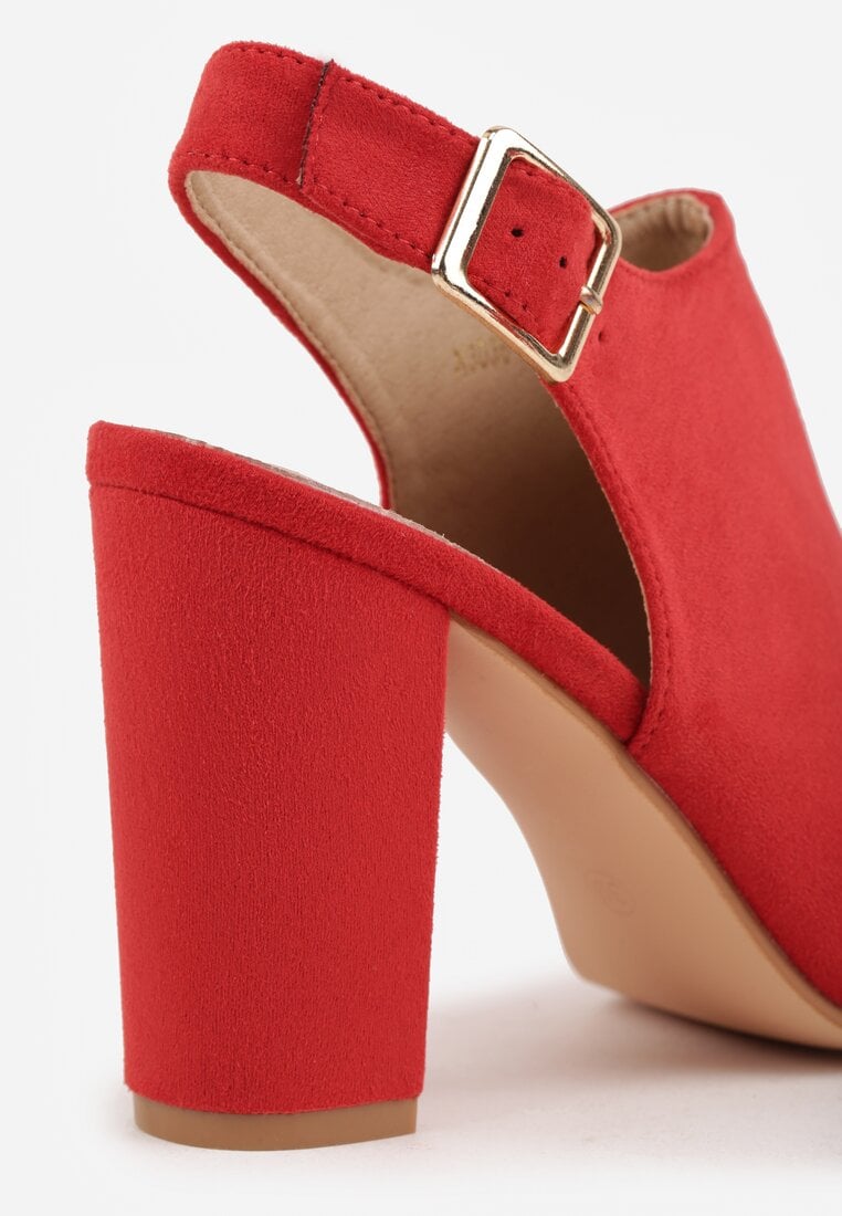 Czerwone Sandały Vices na Słupku z Wkładką ze Skóry Naturalnej Feladriela