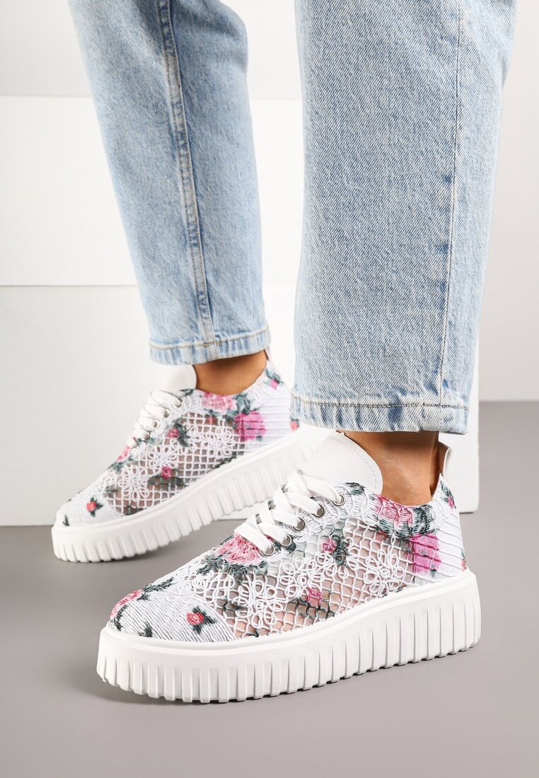 Wielokolorowe Sneakersy Vices na Platformie z Ażurową Cholewką Lumerise
