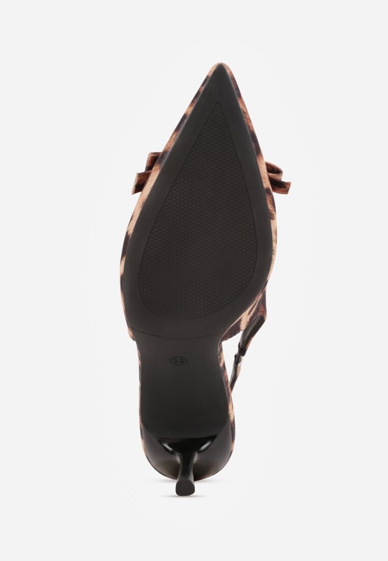 Panterkowe Sandały Szpilki Vices Typu Slingback z Kokardą Dorozia