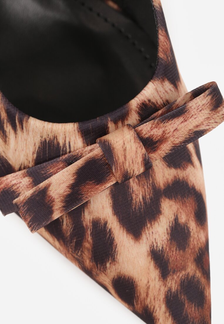 Panterkowe Sandały Szpilki Vices Typu Slingback z Kokardą Dorozia
