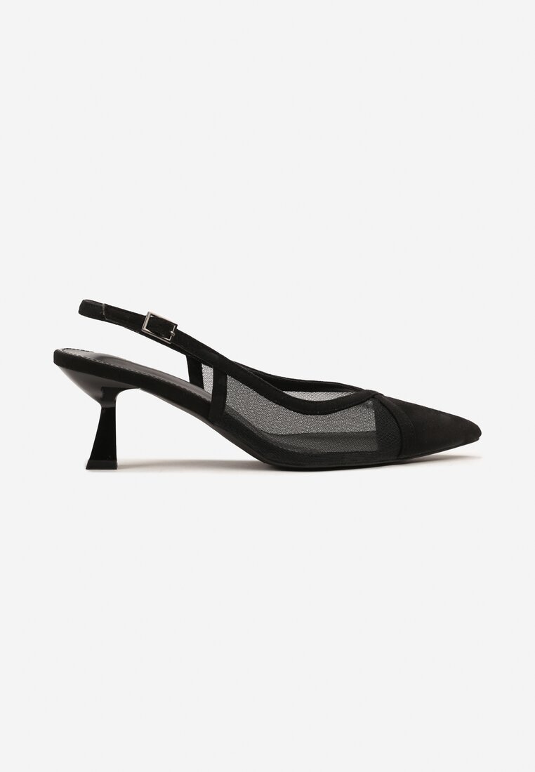 Czarne Przezroczyste Sandały na Kaczuszce Typu Slingback Atilessa
