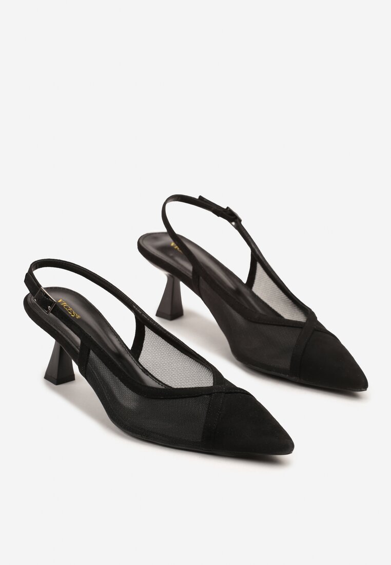 Czarne Przezroczyste Sandały na Kaczuszce Typu Slingback Atilessa