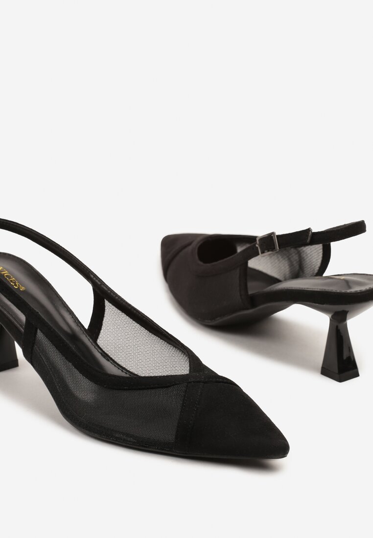 Czarne Przezroczyste Sandały na Kaczuszce Typu Slingback Atilessa