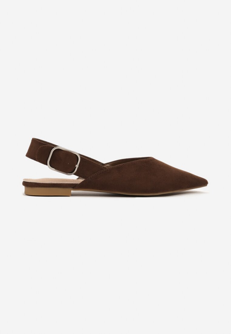 Brązowe Sandały Vices Typu Slingback z Wkładką ze Skóry Naturalnej Rallora