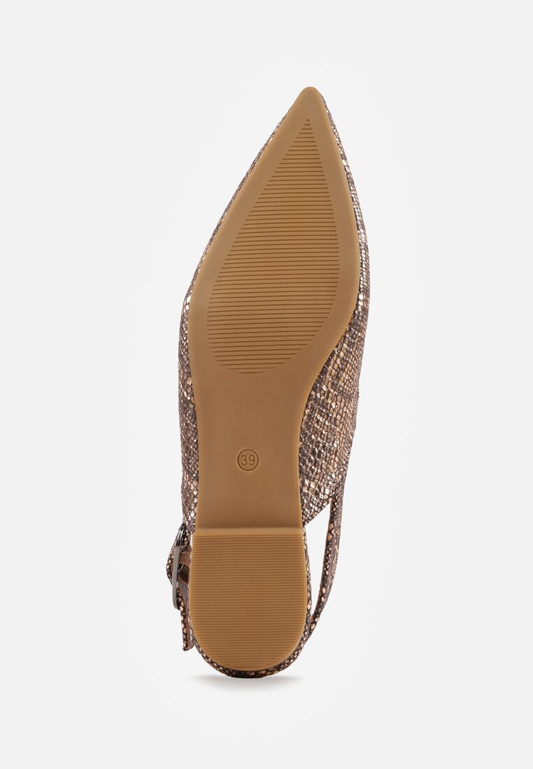 Szampańskie Sandały Vices Typu Slingback z Wkładką ze Skóry Naturalnej Rallora