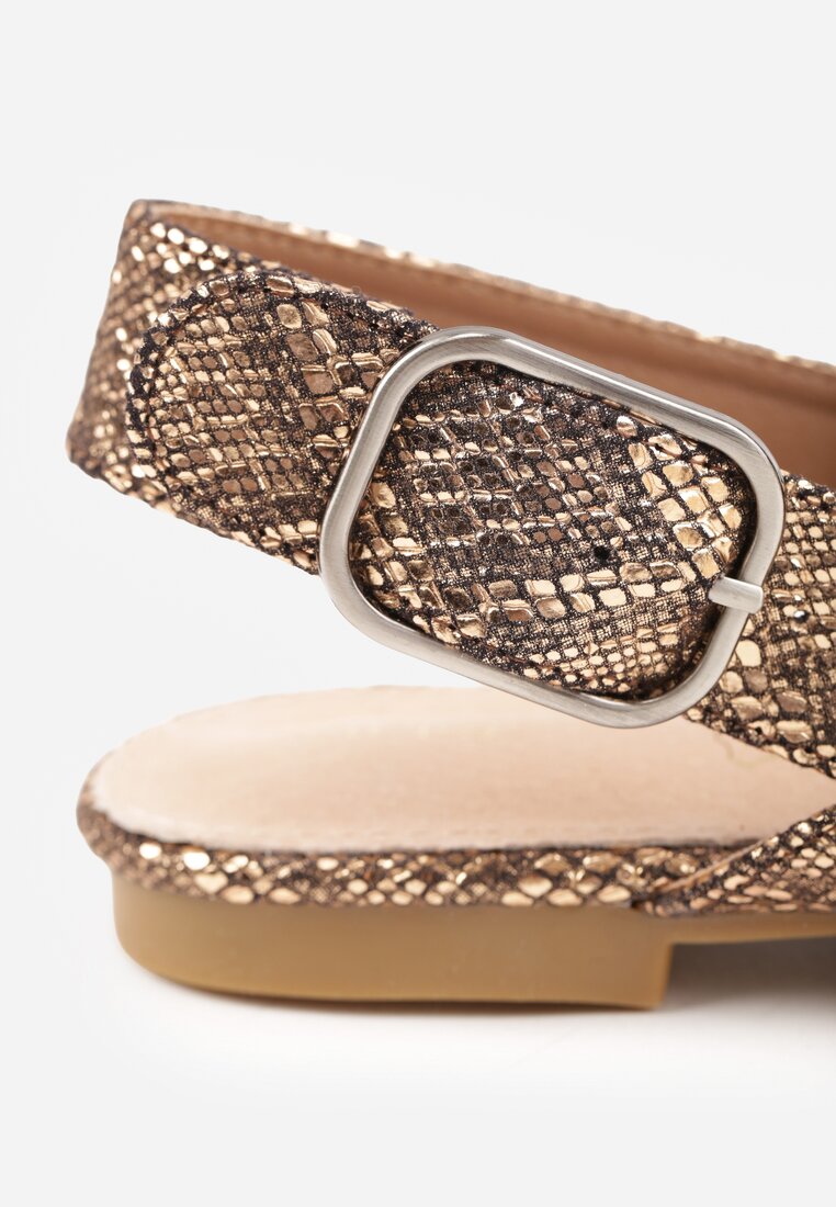 Szampańskie Sandały Vices Typu Slingback z Wkładką ze Skóry Naturalnej Rallora