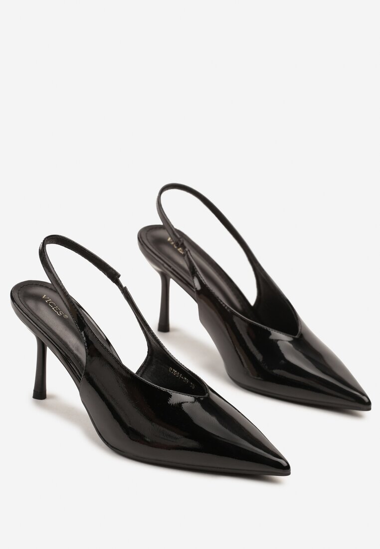 Czarne Sandały Slingback Vices na Obcasie Typu Szpilka Tilionea