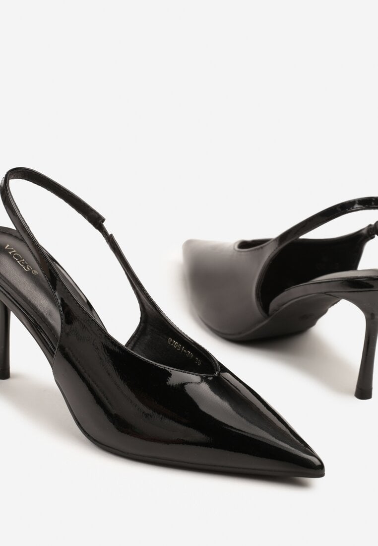 Czarne Sandały Slingback Vices na Obcasie Typu Szpilka Tilionea