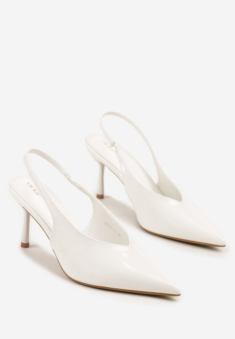 Białe Sandały Slingback Vices na Obcasie Typu Szpilka Tilionea