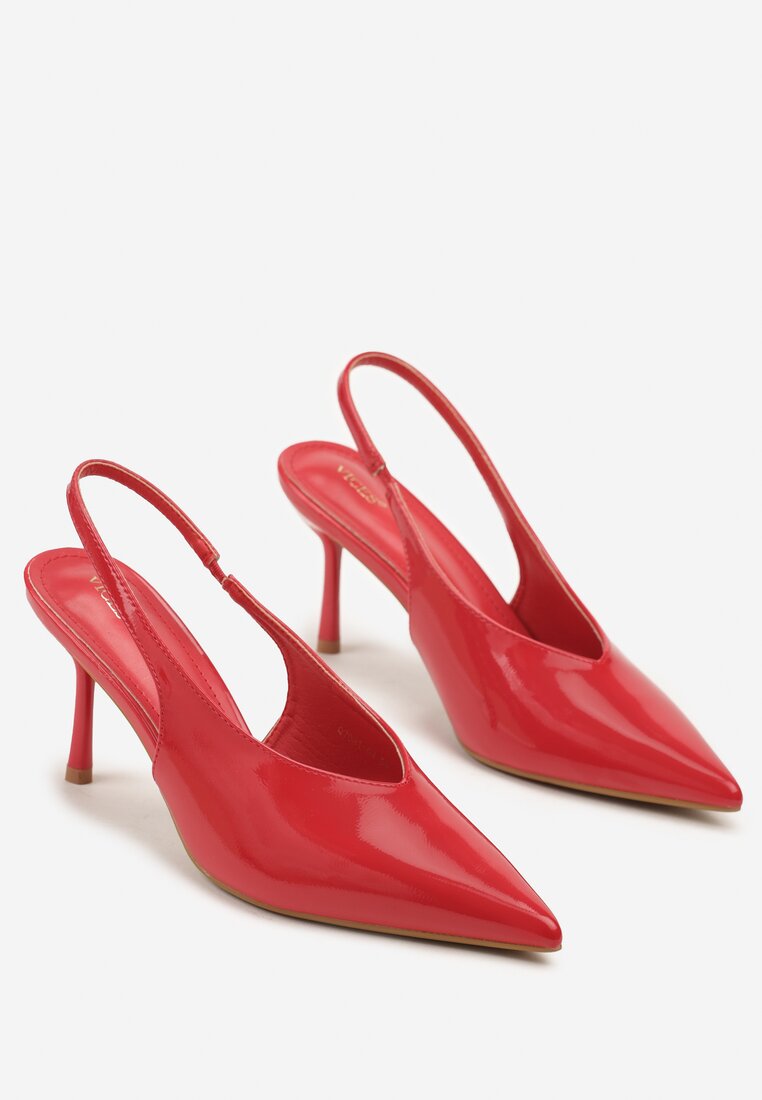 Czerwone Sandały Slingback Vices na Obcasie Typu Szpilka Tilionea