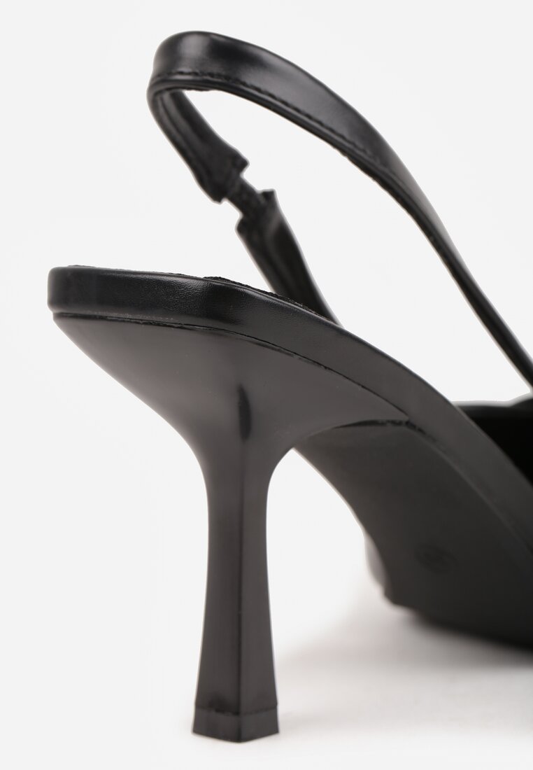 Czarne Sandały na Szpilce Vices Ozdobione Klamrą Kolitea