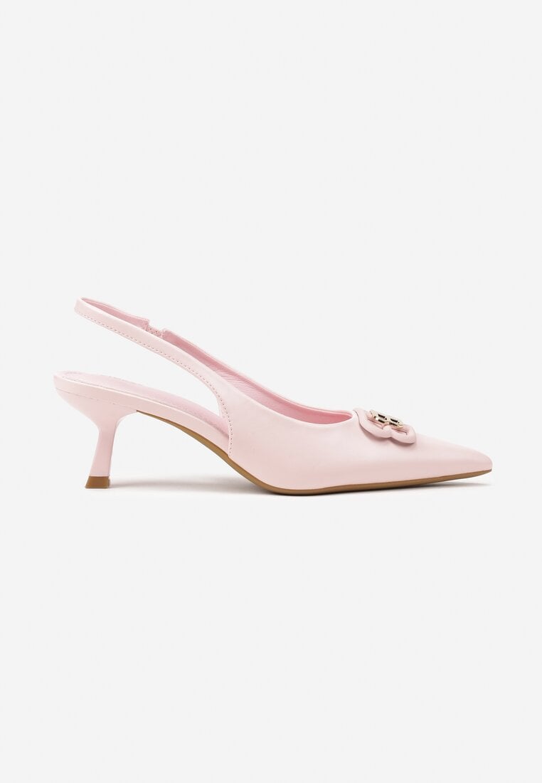 Różowe Sandały Vices na Kaczuszce Typu Slingback Ozdobione Metaliczną Aplikacją Lilarunea