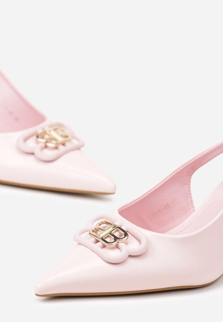 Różowe Sandały Vices na Kaczuszce Typu Slingback Ozdobione Metaliczną Aplikacją Lilarunea