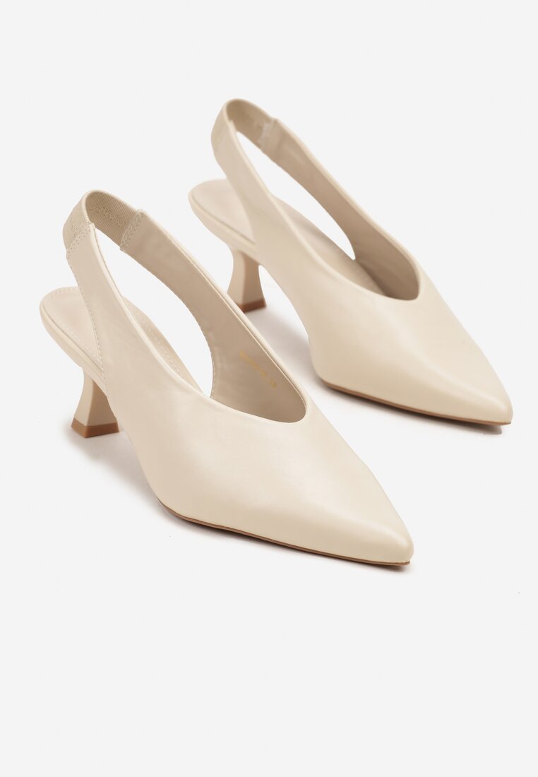 Beżowe Sandały Vices na Kaczuszce Typu Slingback Liluriela