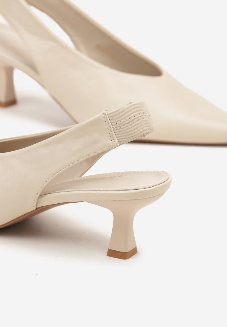 Beżowe Sandały Vices na Kaczuszce Typu Slingback Liluriela