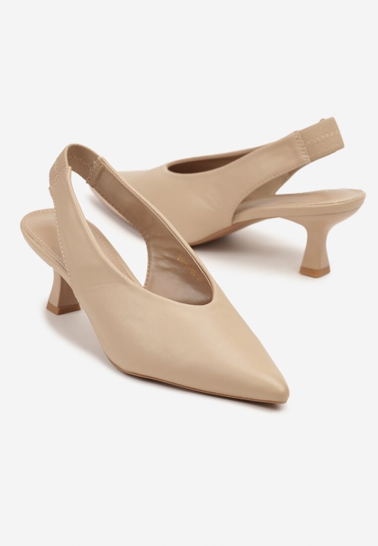Ciemnobeżowe Sandały Vices na Kaczuszce Typu Slingback Liluriela
