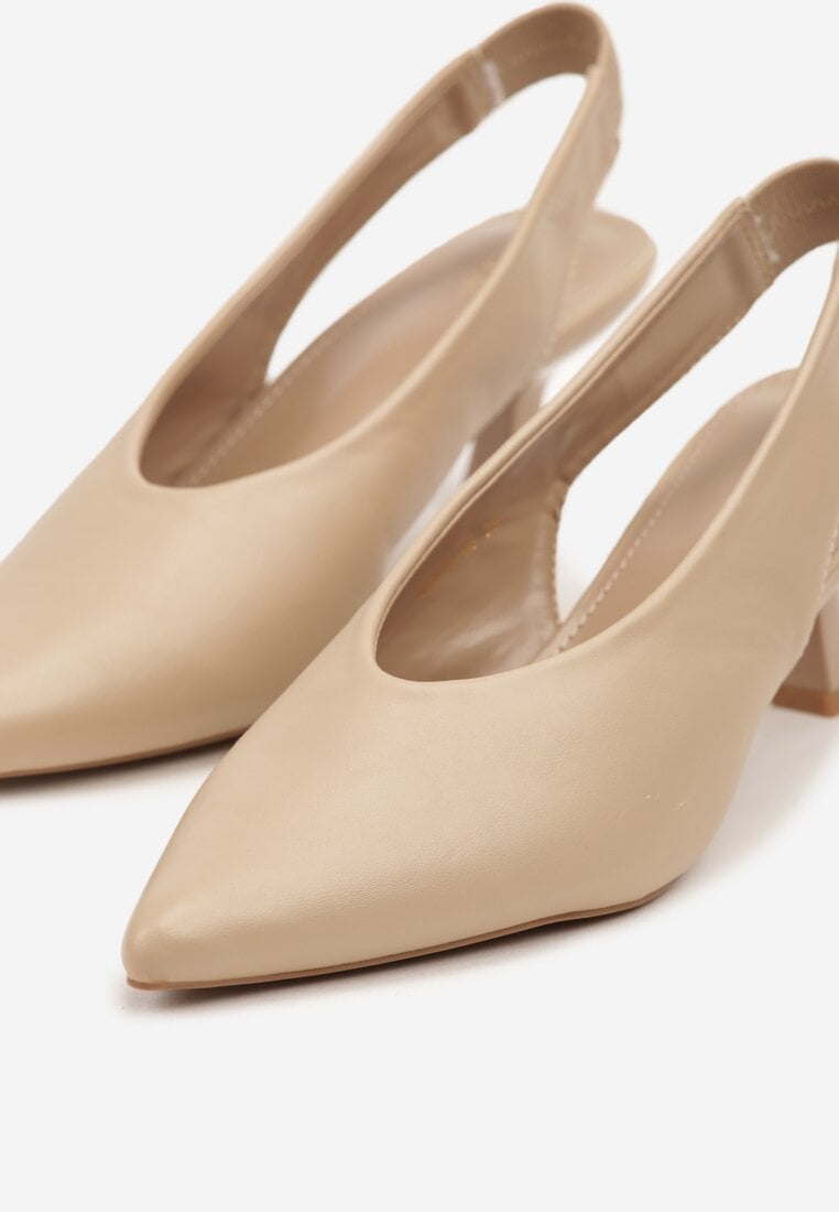 Ciemnobeżowe Sandały Vices na Kaczuszce Typu Slingback Liluriela