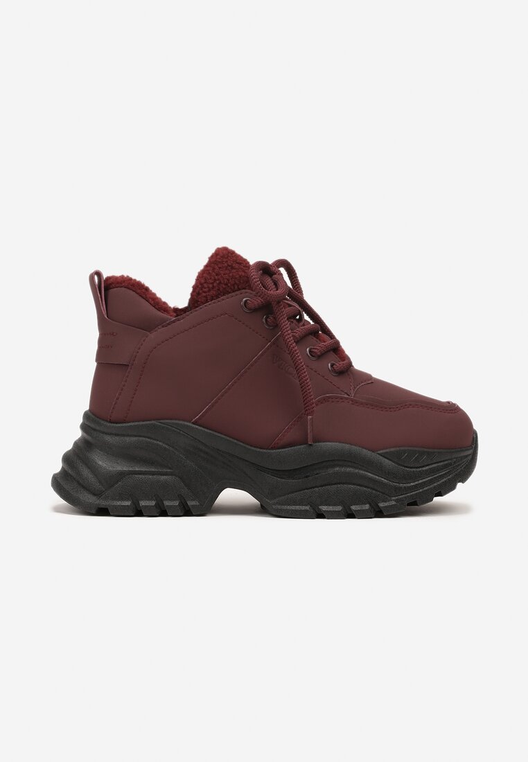 Bordowe Trapery Sneakersy Vices na Platformie z Tłoczeniem Nirrise