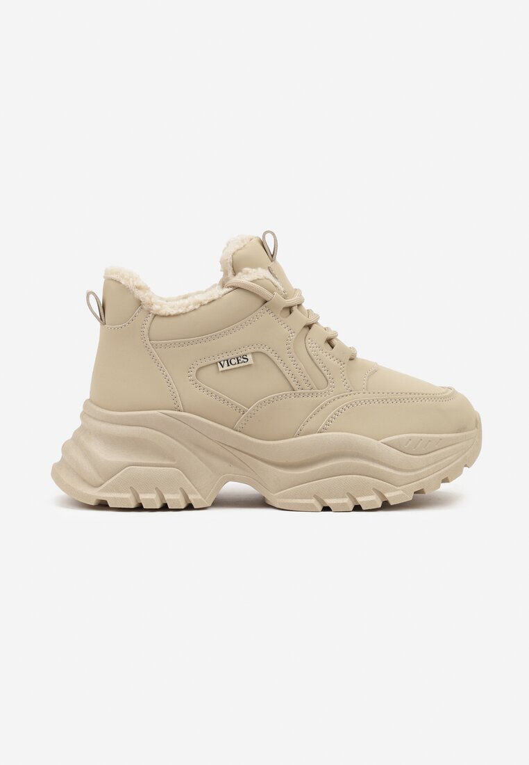 Brązowe Streetwearowe Sneakersy Vices Chunky w Stylu Traperów na Platformie Leate