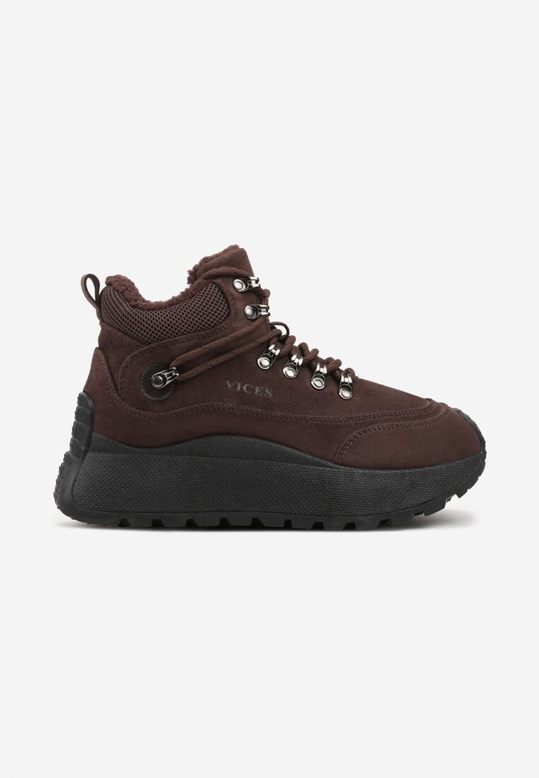 Brązowe Sneakersy Śniegowce Vices na Platformie w Sportowym Stylu Nelsella