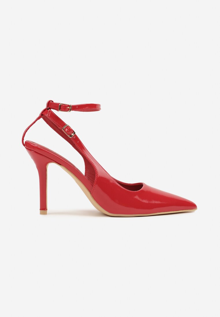 Czerwone Sandały Lakierowane Vices na Szpilce Typu Slingback Dolenita