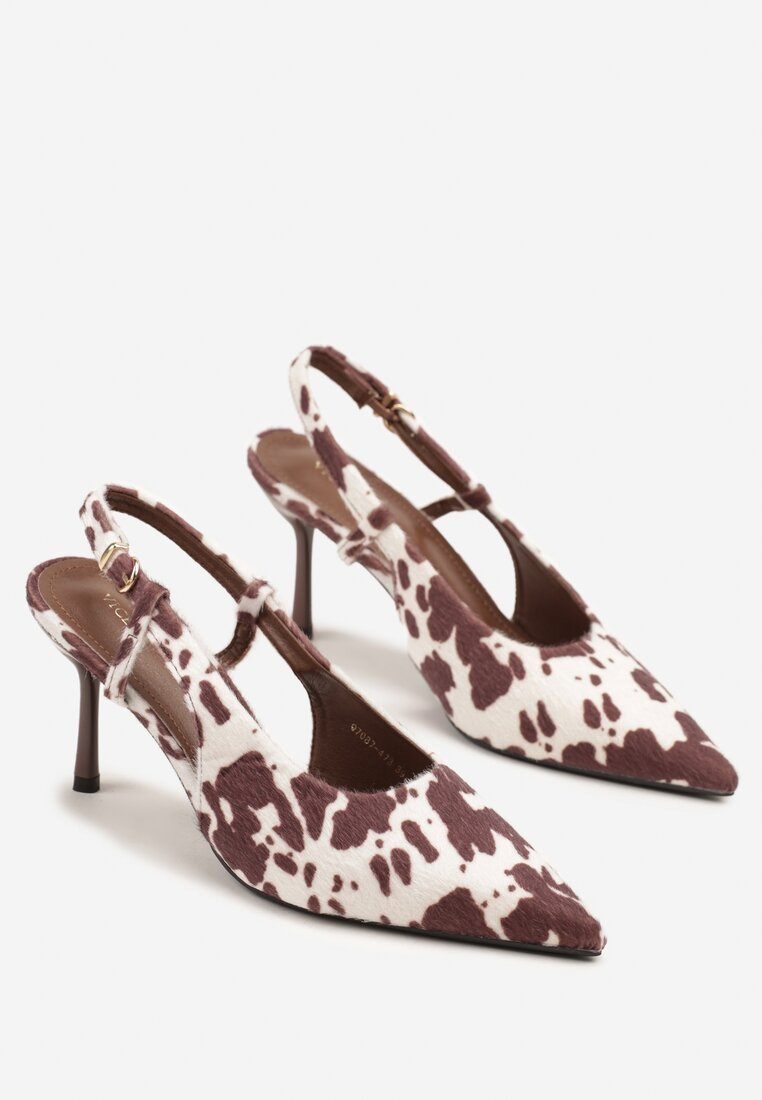 Panterkowe Sandały Lakierowane Vices na Szpilce Slingback Raleira