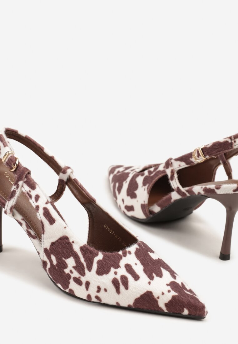 Panterkowe Sandały Lakierowane Vices na Szpilce Slingback Raleira