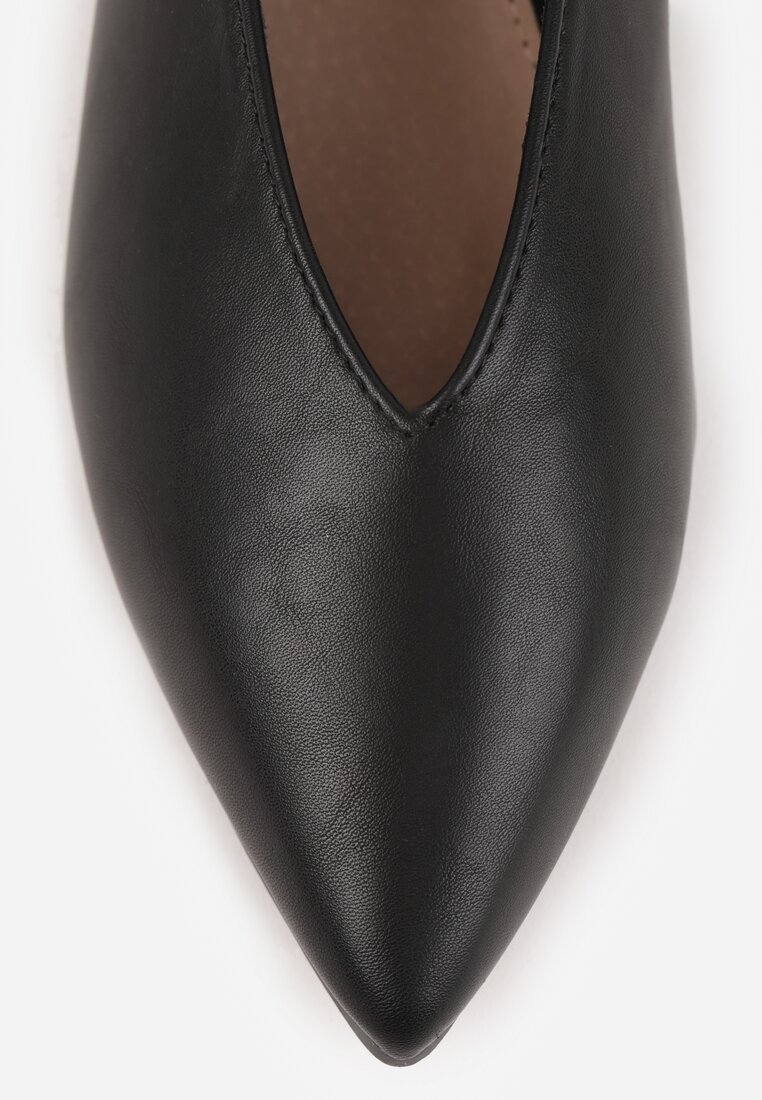 Czarne Balerinki Vices z Wkładką ze Skóry Naturalnej w Klasycznym Stylu Nalivee