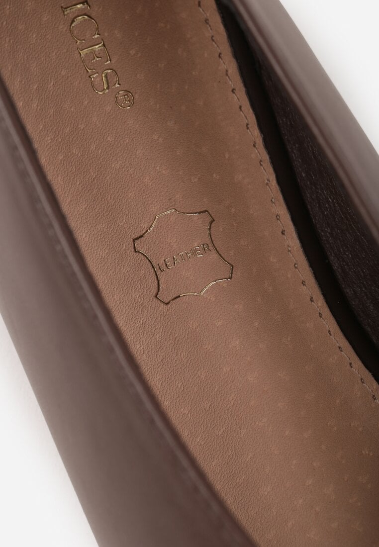 Ciemnobrązowe Balerinki Vices z Wkładką ze Skóry Naturalnej w Klasycznym Stylu Nalivee