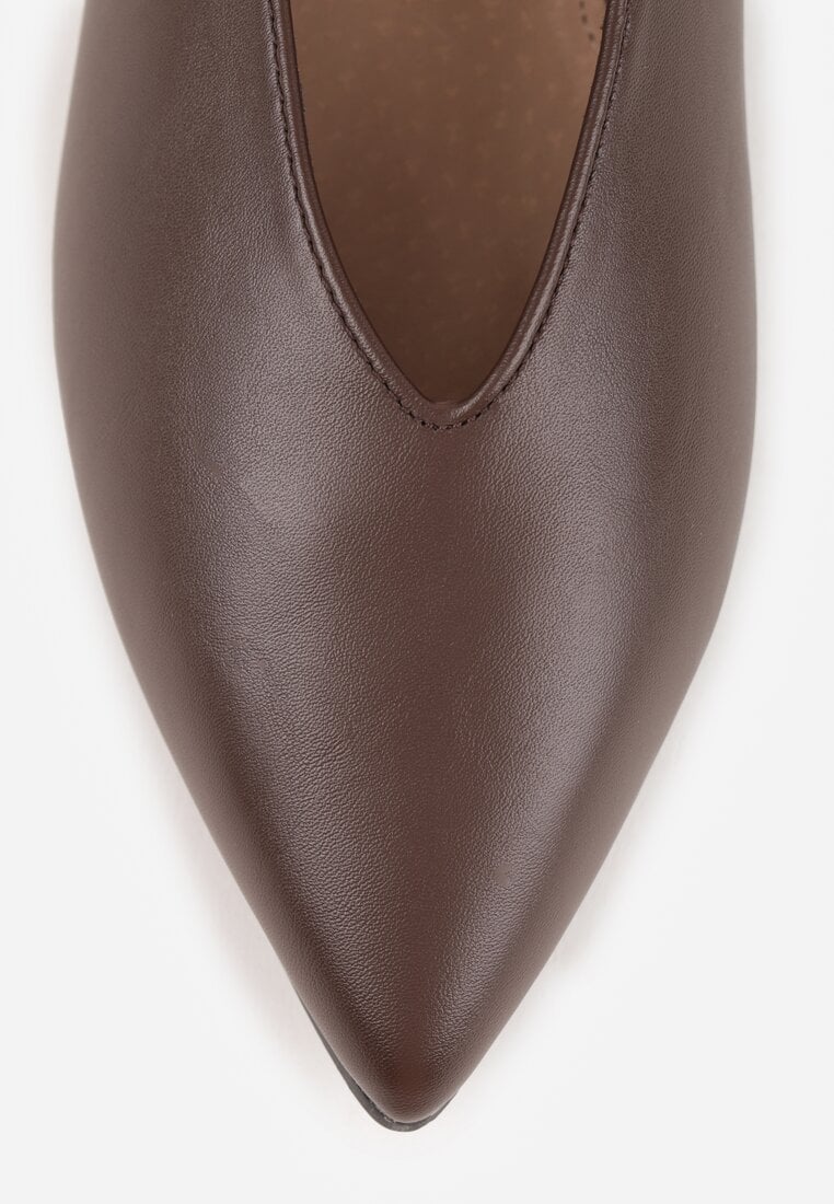 Ciemnobrązowe Balerinki Vices z Wkładką ze Skóry Naturalnej w Klasycznym Stylu Nalivee