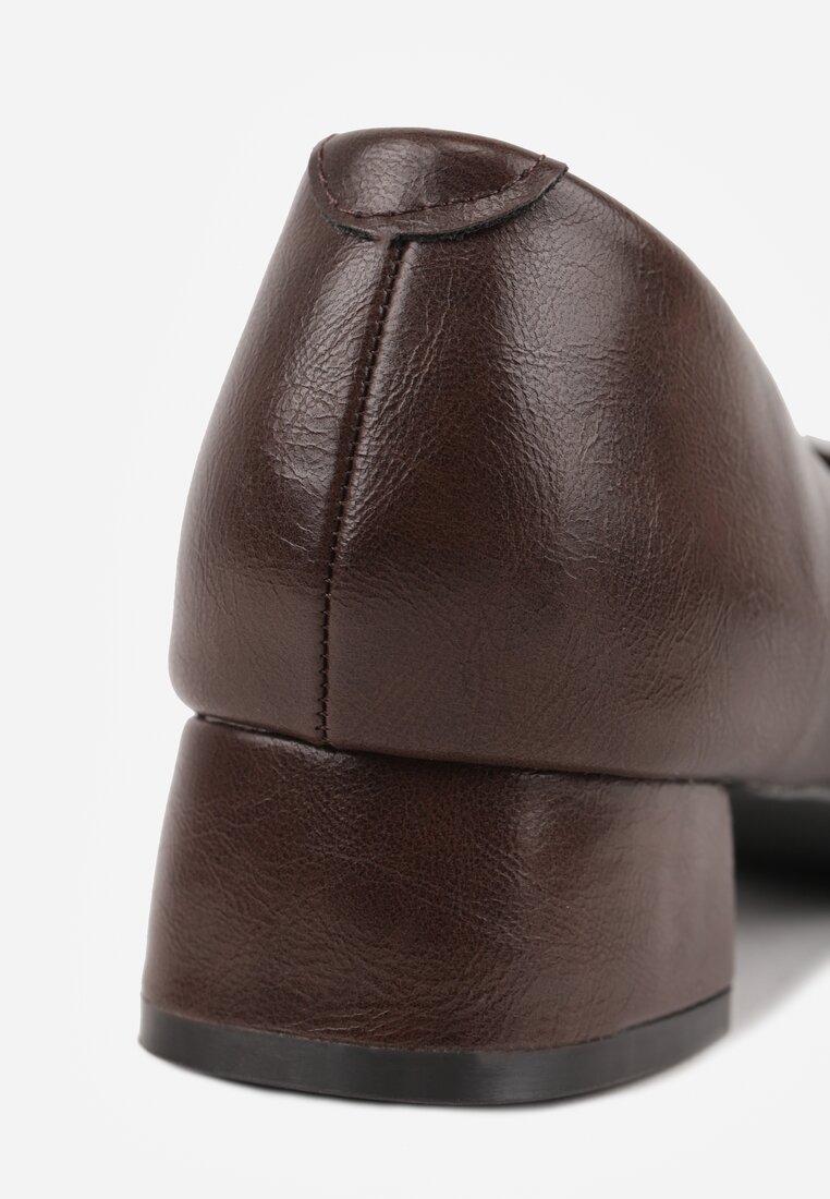 Ciemnobrązowe Czółenka Vices na Obcasie Typu Słupek ze Skórzaną Wkładką Rilomena