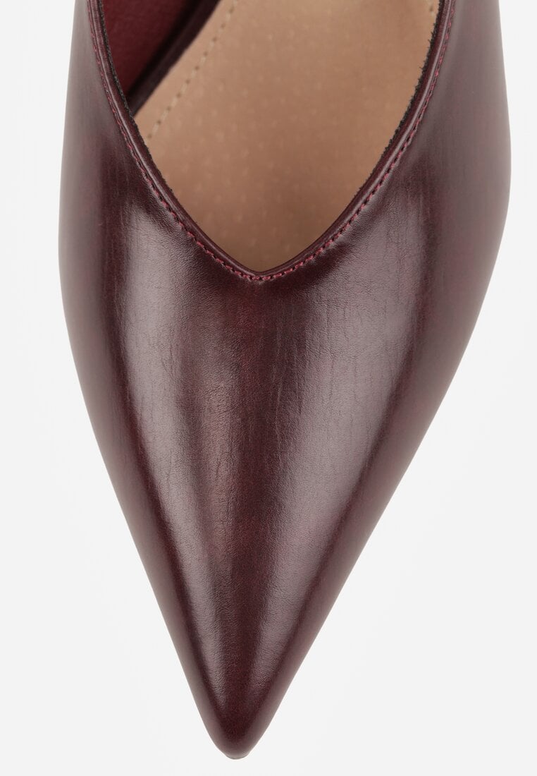 Bordowe Czółenka Vices na Kaczuszce z Wkładką ze Skóry Naturalnej Zaisse