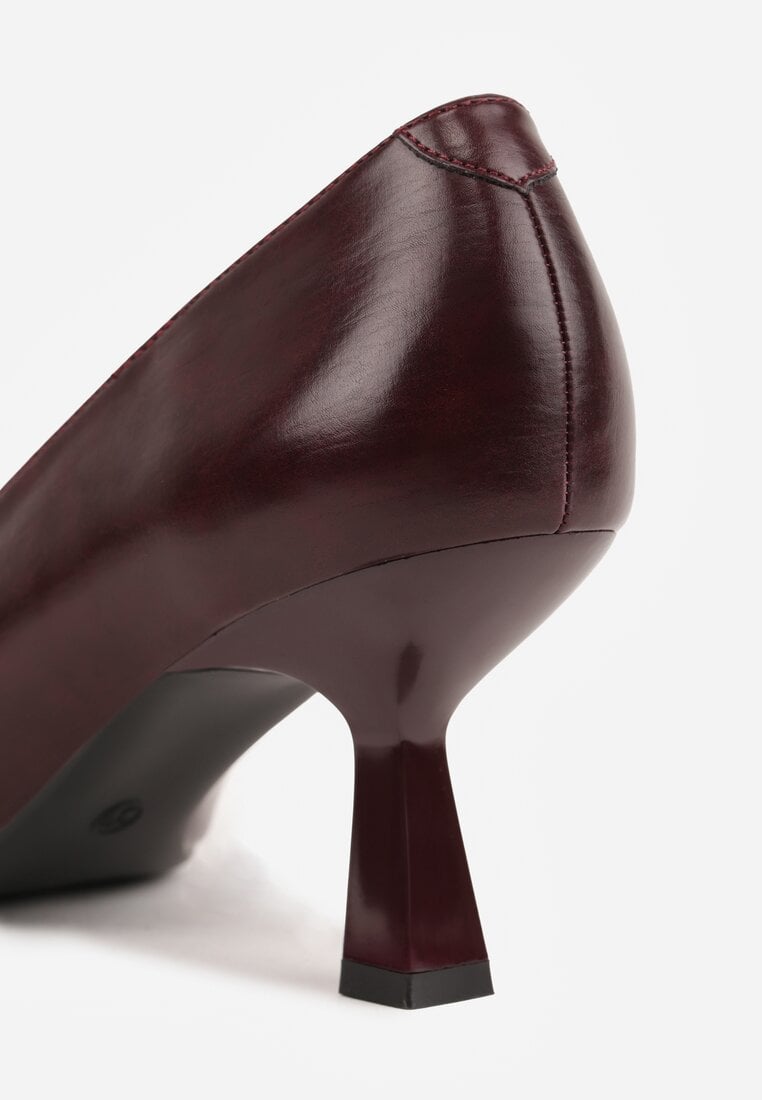 Bordowe Czółenka Vices na Kaczuszce z Wkładką ze Skóry Naturalnej Zaisse