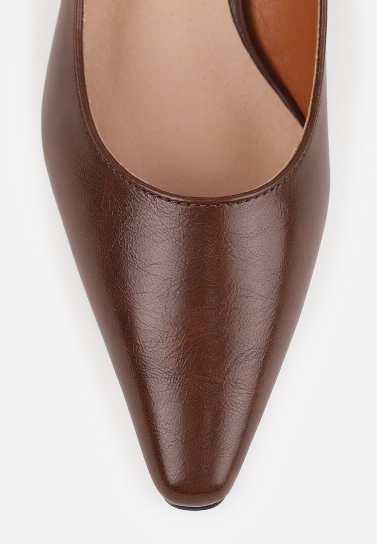 Jasnobrązowe Czółenka Vices na Kaczuszce ze Skórzaną Wkładką Elialie
