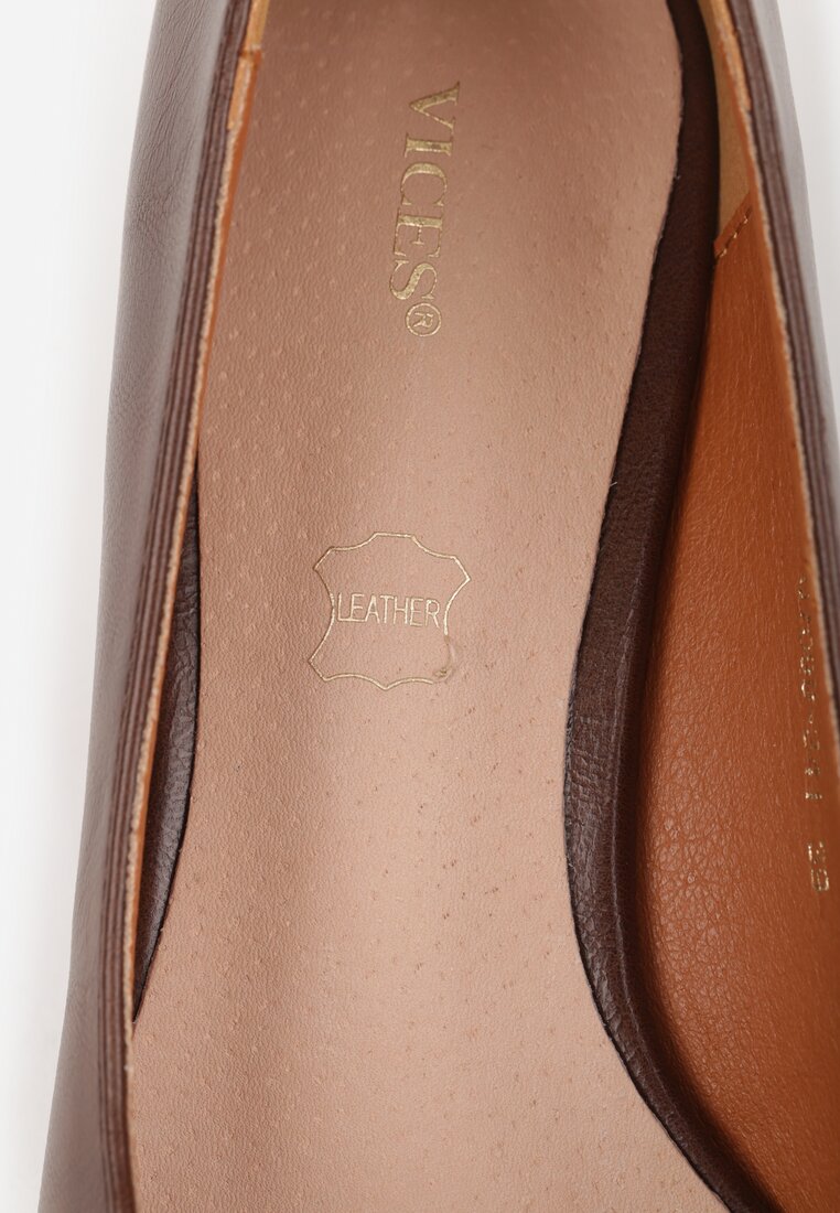 Jasnobrązowe Czółenka Vices na Kaczuszce ze Skórzaną Wkładką Elialie