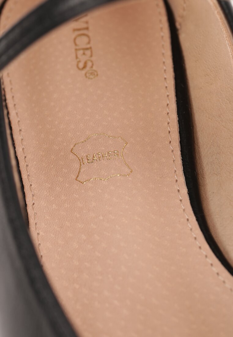 Czarne Balerinki Vices w Stylu Mary Jane z Wkładką ze Skóry Naturalnej Emilane