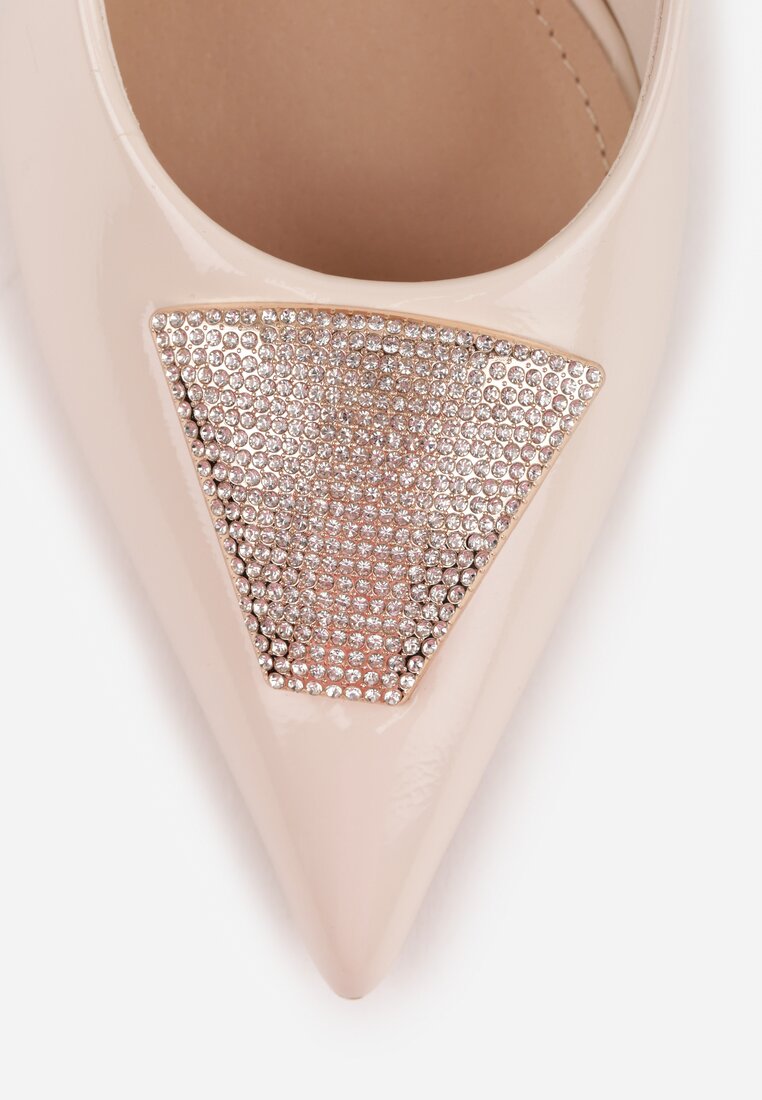 Beżowe Szpilki Vices Zdobione Aplikacją z Cyrkoniami Niravine