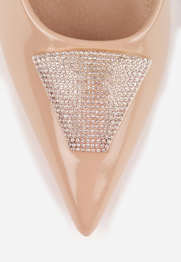 Ciemnobeżowe Szpilki Vices Zdobione Aplikacją z Cyrkoniami Niravine