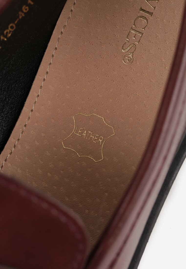 Bordowe Mokasyny Vices z Marszczeniem i Wkładką ze Skóry Naturalnej Mestia