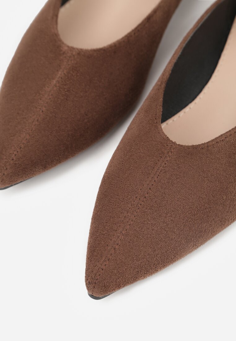Brązowe Klasyczne Balerinki Vices z Noskiem w Szpic Farrie