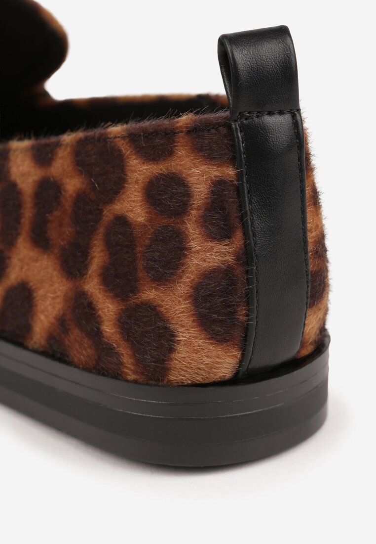 Panterkowe Mokasyny Vices z Wkładką ze Skóry Naturalnej i Paskiem z Przeszyciami Fonarrie