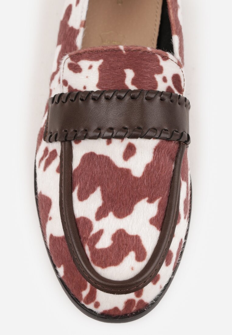 Mocasini Fonarrie Maro imprimeu stil văcuță