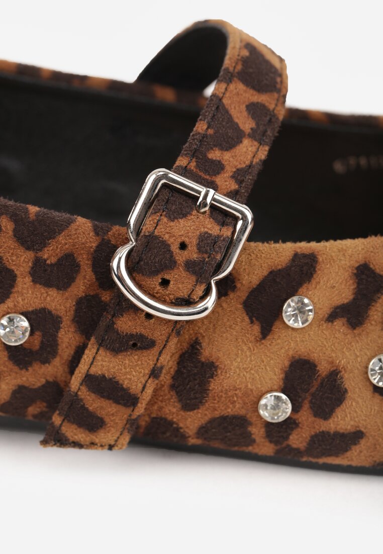 Panterkowe Balerinki Vices w Stylu Mary Jane z Ćwiekami i Skórzaną Wkładką Riladora