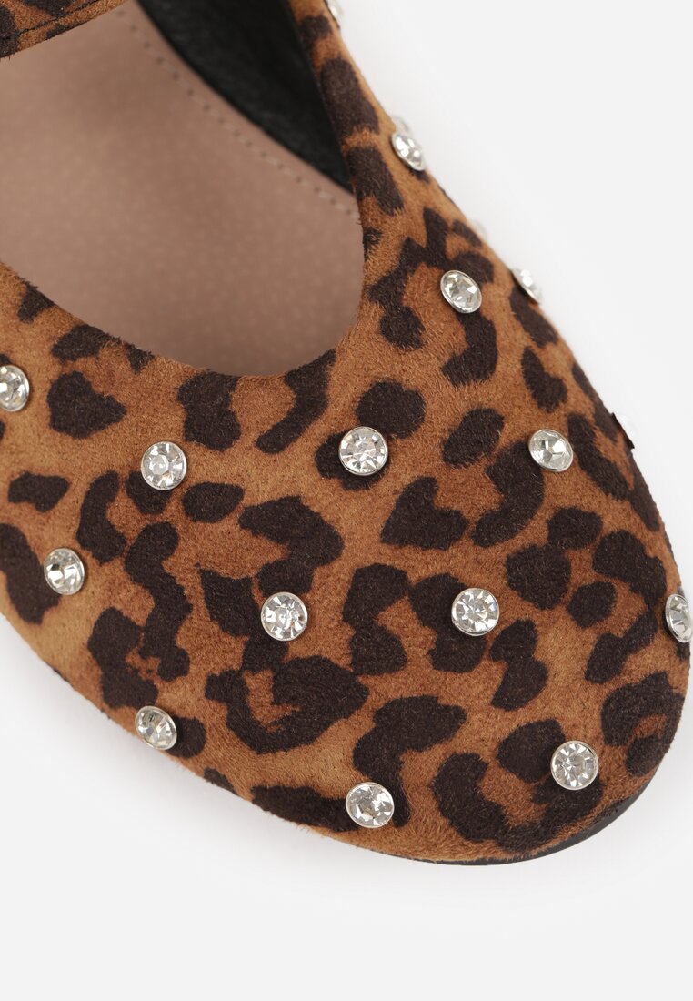 Panterkowe Balerinki Vices w Stylu Mary Jane z Ćwiekami i Skórzaną Wkładką Riladora