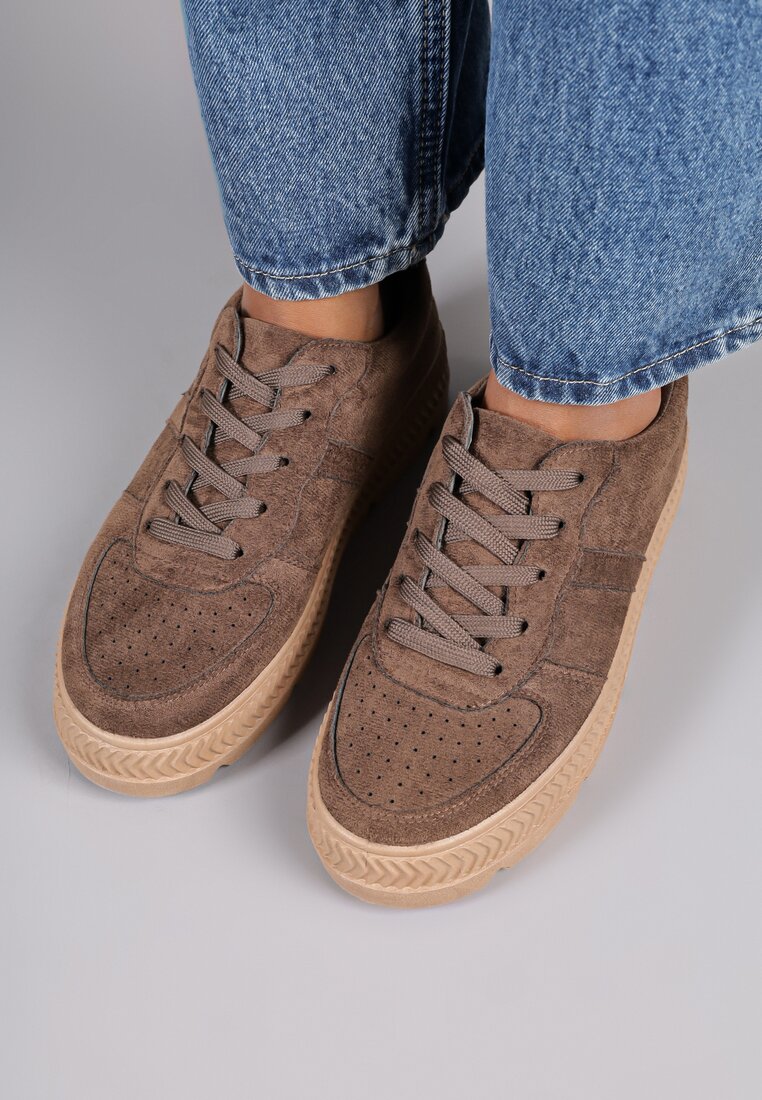 Brązowe Sneakersy Vices na Platformie z Tłoczeniem Alarrive