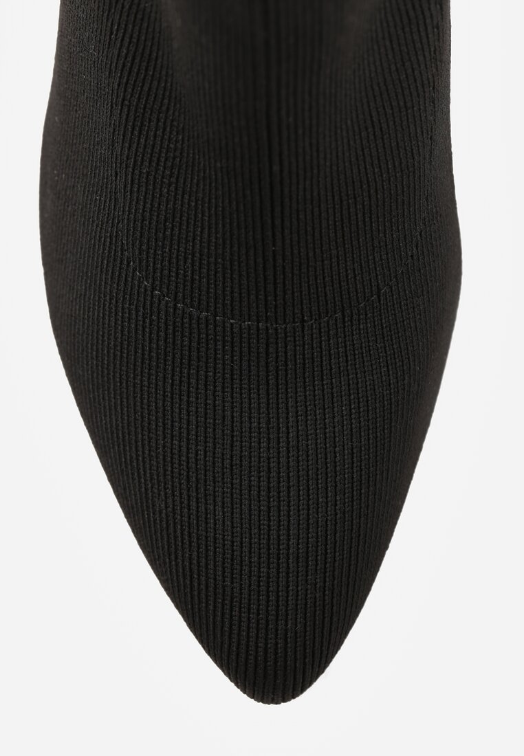 Czarno-Złote Skarpetkowe Botki VICES na Słupku w Eleganckim Stylu Rarana