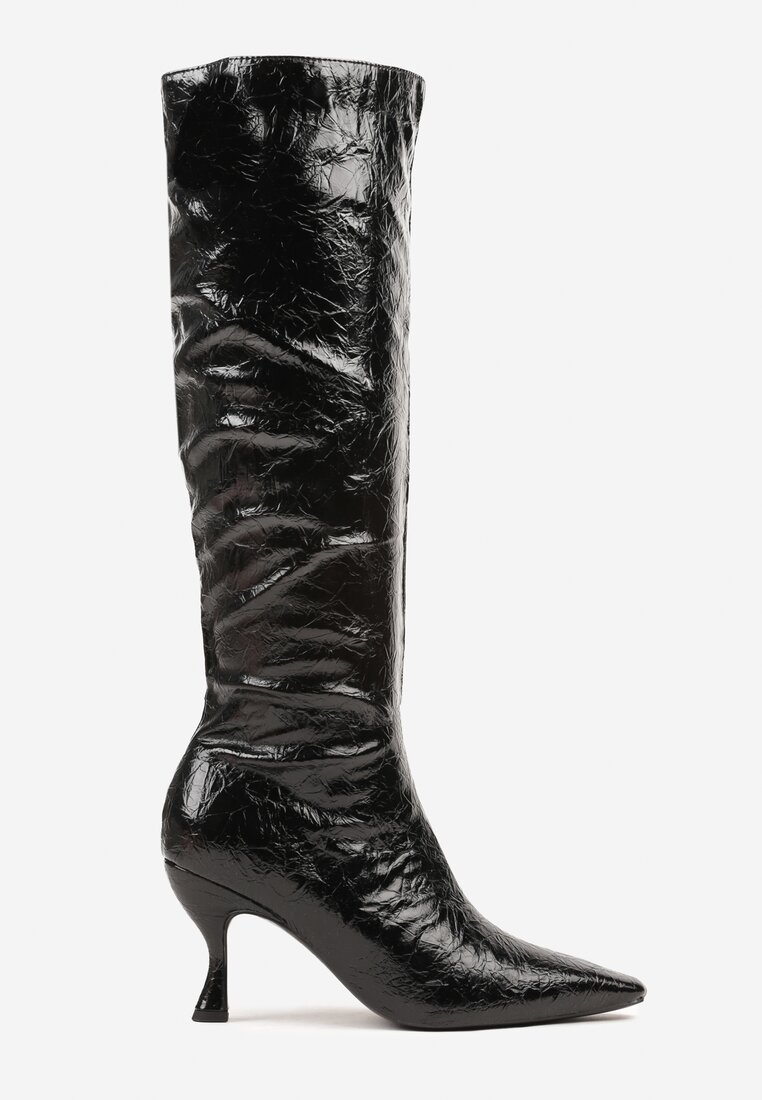 Czarne Kozaki Vices na Szpilce w Stylu Slouchy Todvire