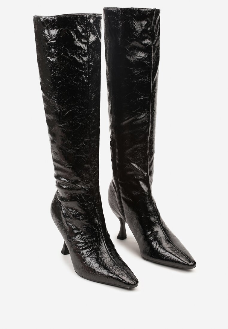 Czarne Kozaki Vices na Szpilce w Stylu Slouchy Todvire