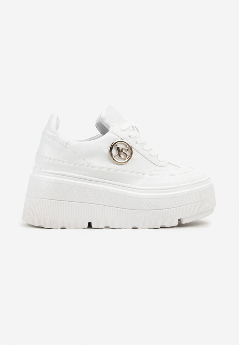 Białe Chunky Sneakersy Vices na Platformie z Okrągłym Detalem Sedvira